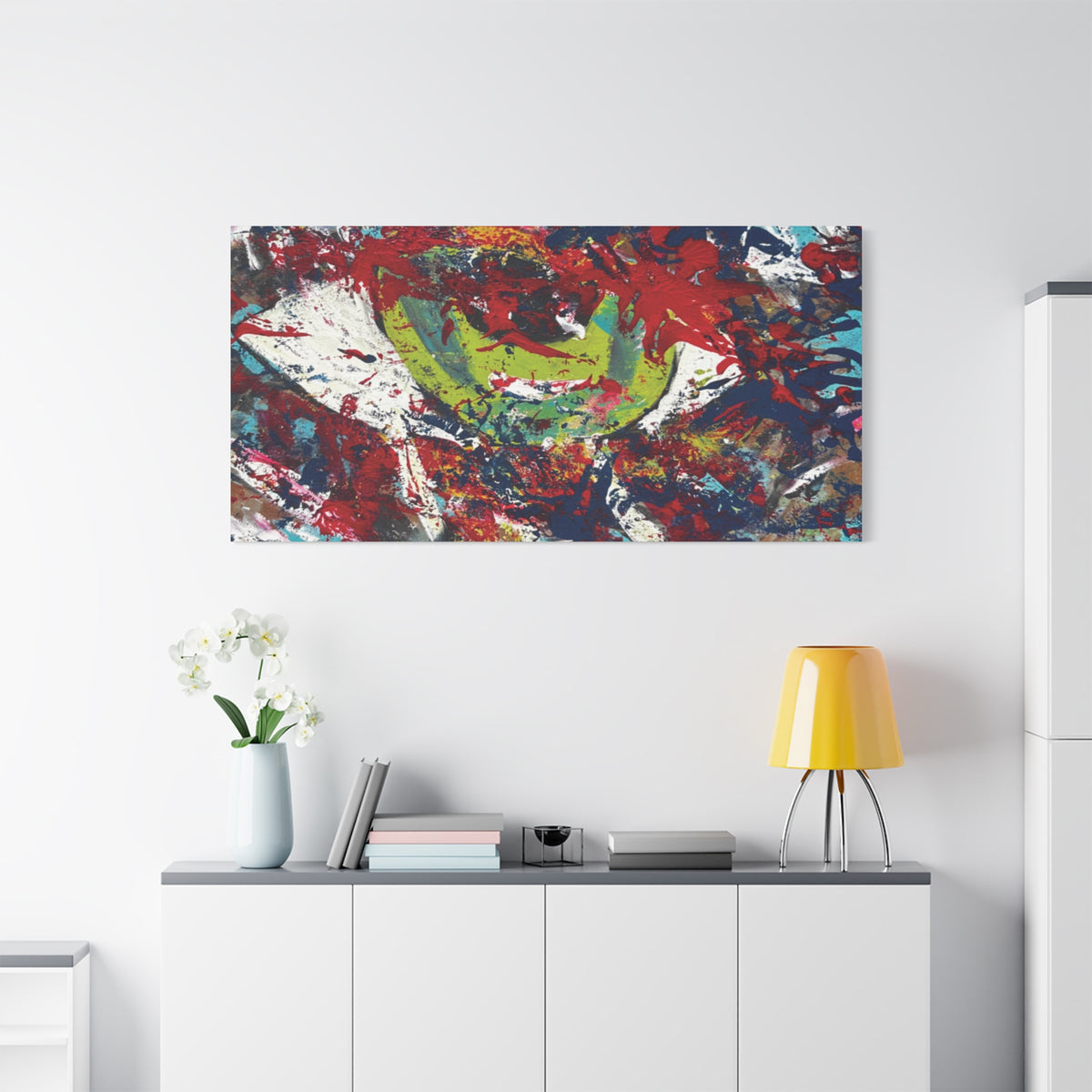 Abstract Burst Matte Canvas Print Eye Colorful Modern Wall Art, Stretched 1.25"