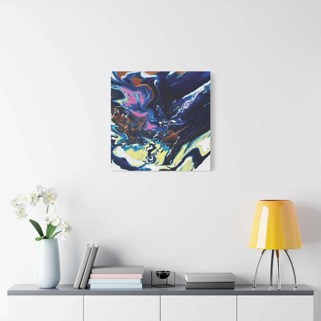 Change Abstract Blue Fluid Art Matte Canvas Print (Stretched Wall Art)