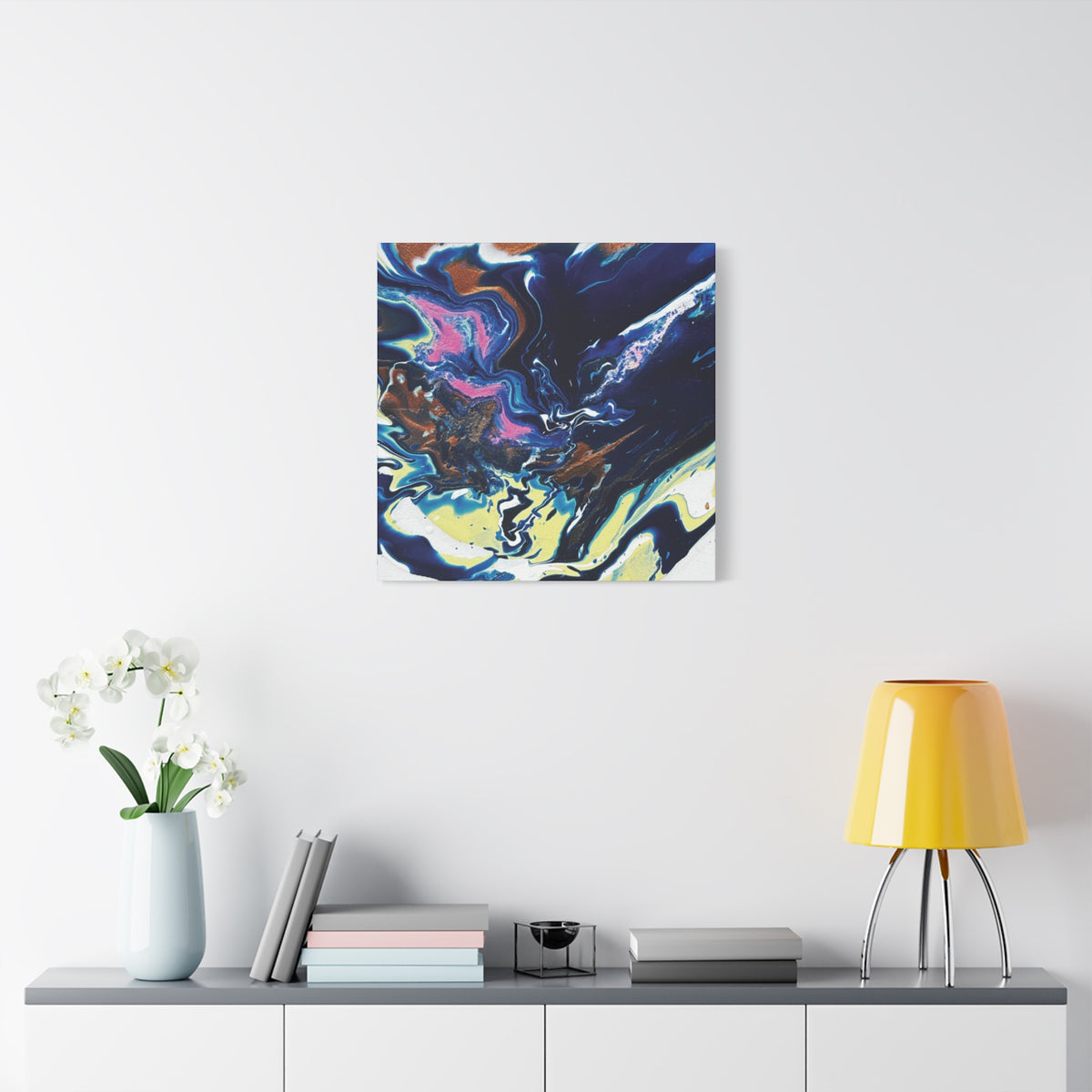 Change Abstract Blue Fluid Art Matte Canvas Print (Stretched Wall Art)
