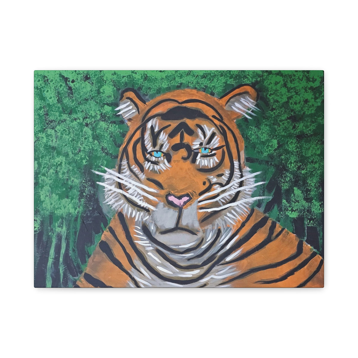 Tiger Portrait Matte Canvas Wall Art Bold Jungle Tiger Painting on Stretched Canvas