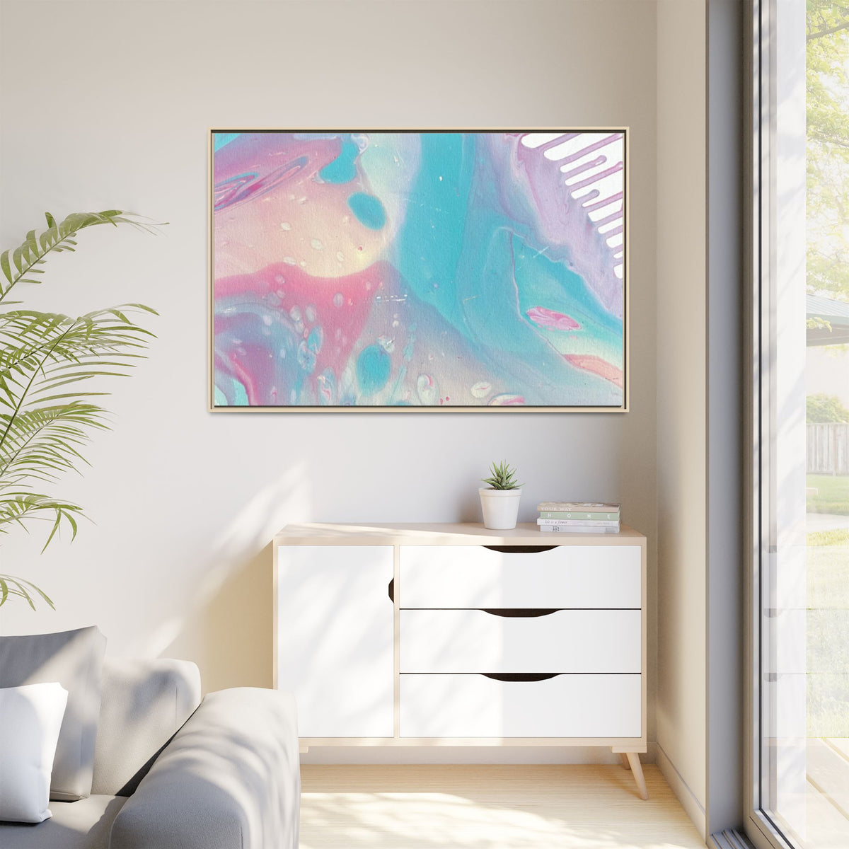 Animal Abstract Pastel Fluid Art Framed Canvas Print