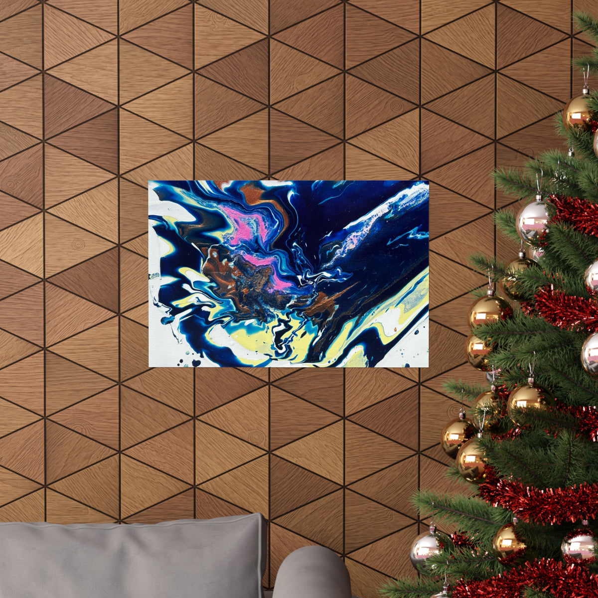 Abstract Blue Marble Matte Poster Change Horizontal Fluid Art Print