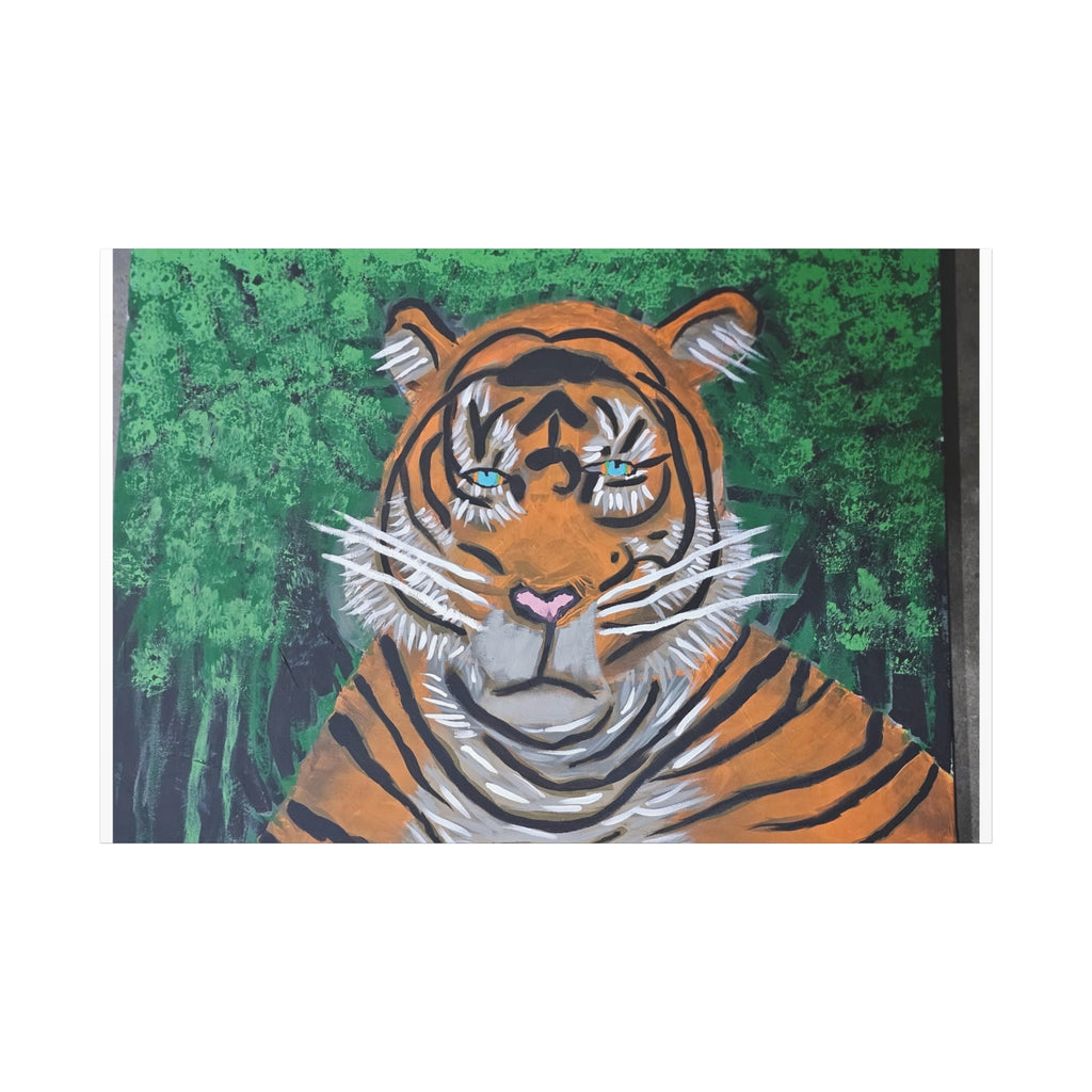 Tiger Portrait Matte Canvas Wall Art Bold Jungle Tiger Painting on Stretched Canvas