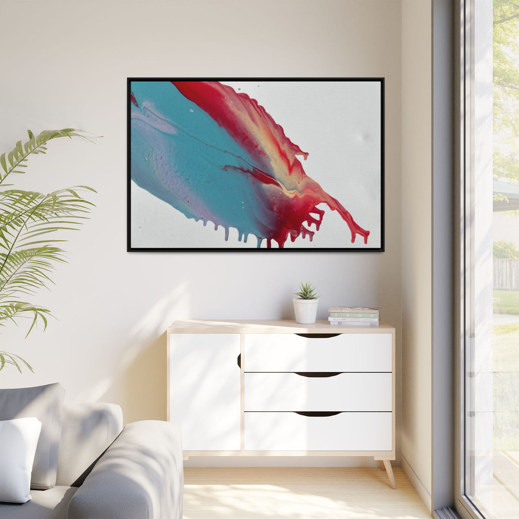 Ceiling Abstract Drip Matte Canvas Framed Print  Multicolor Fluid Art