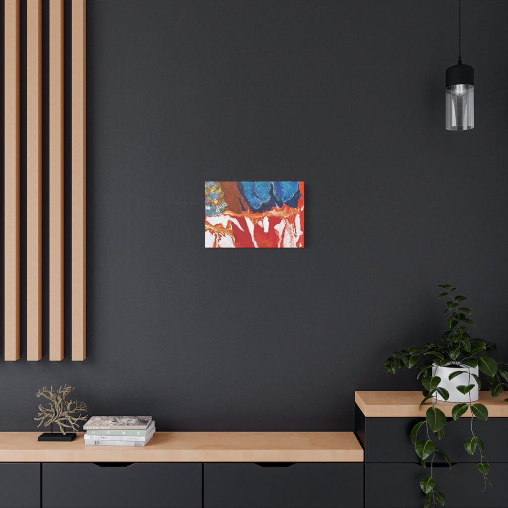 Abstract Red & Blue Matte Stretched Canvas Modern Expressionist Wall Art