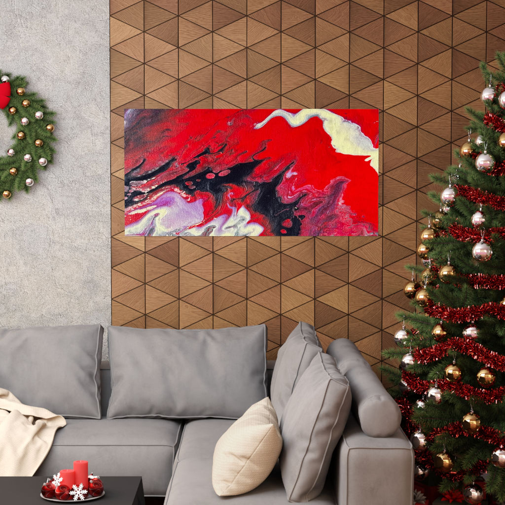 Power Abstract Red Fluid Art Matte Poster (Horizontal)