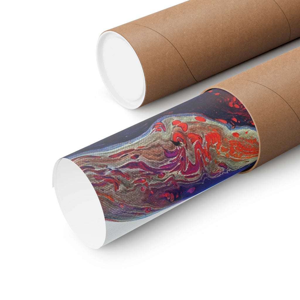 Abstract Fluid Art Matte Poster Universe Vertical Red & Blue Wall Art
