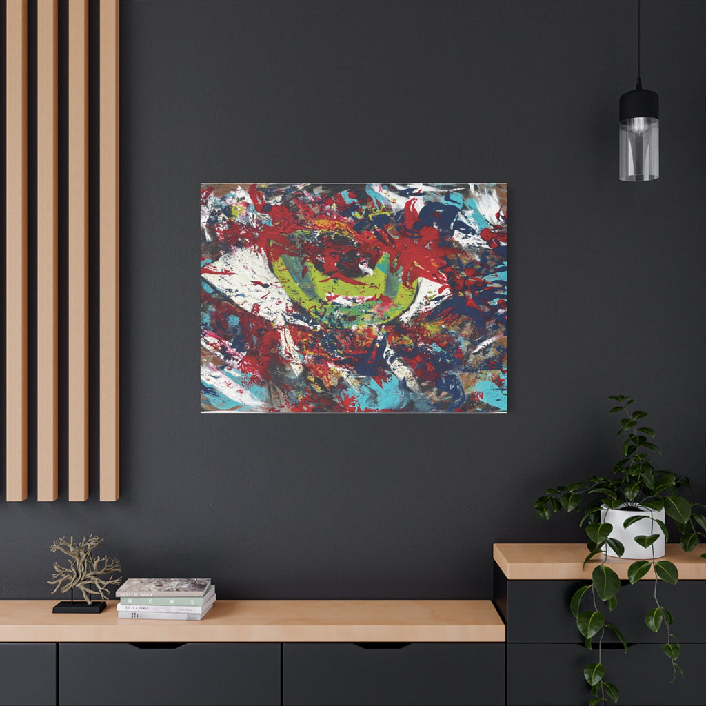 Abstract Burst Matte Canvas Print Eye Colorful Modern Wall Art, Stretched 1.25"