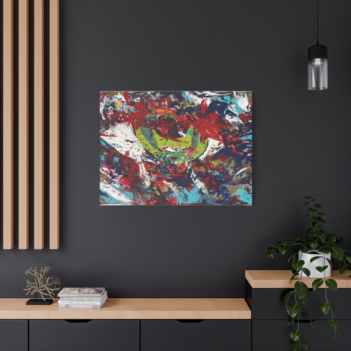 Abstract Burst Matte Canvas Print Eye Colorful Modern Wall Art, Stretched 1.25"