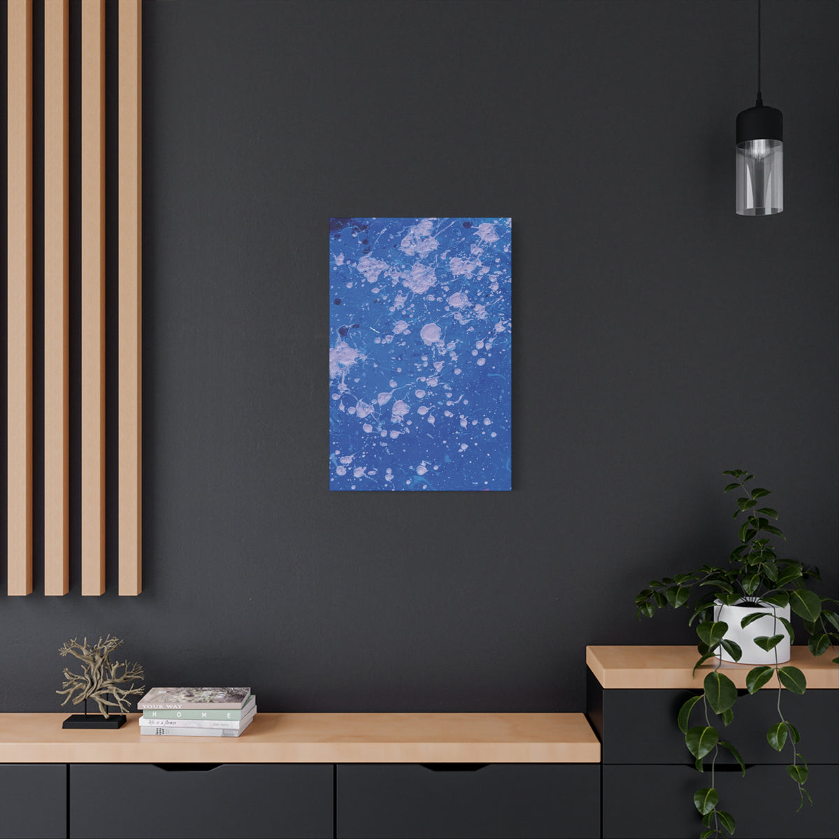 Blue Abstract Splatter Canvas Print  Dots (Matte Stretched 1.25")
