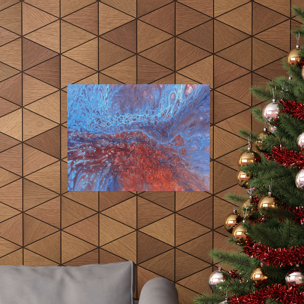WAVE Abstract Oceanic Pour Art Matte Horizontal Poster