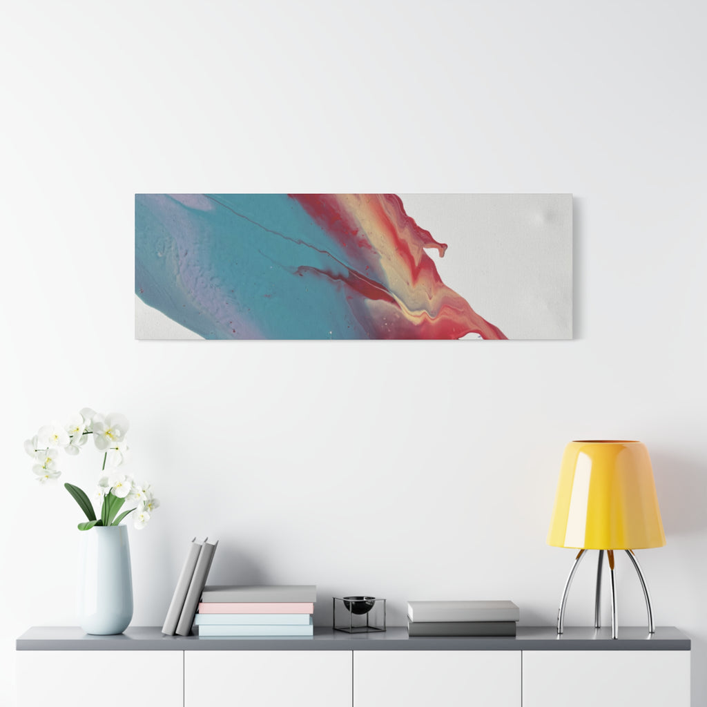 Ceiling Abstract Drip Matte Canvas Print (Blue & Red Fluid Art)