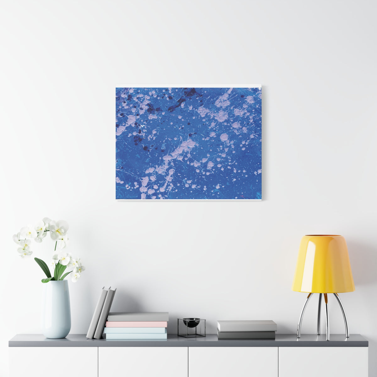 Blue Abstract Splatter Canvas Print  Dots (Matte Stretched 1.25")