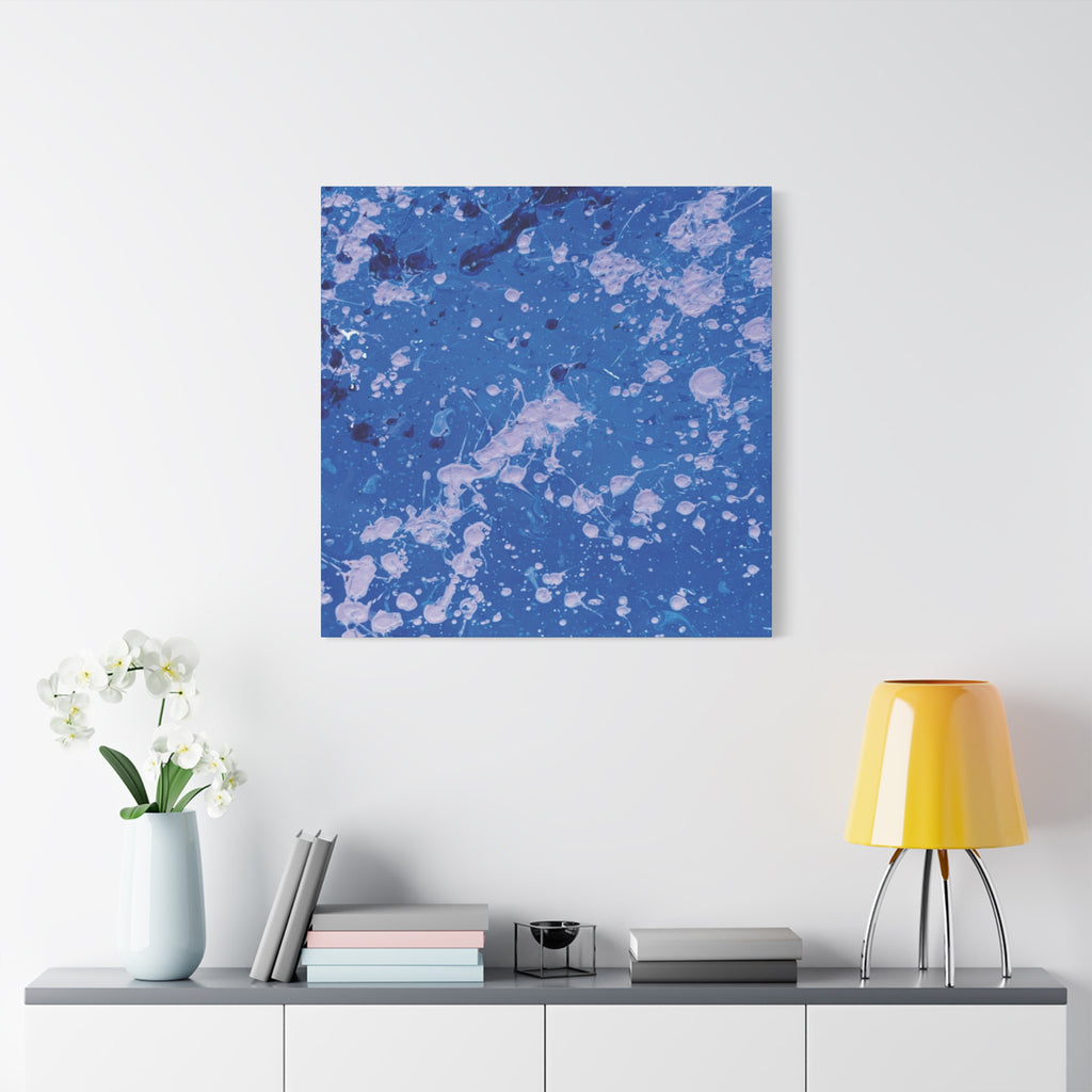 Blue Abstract Splatter Canvas Print  Dots (Matte Stretched 1.25")