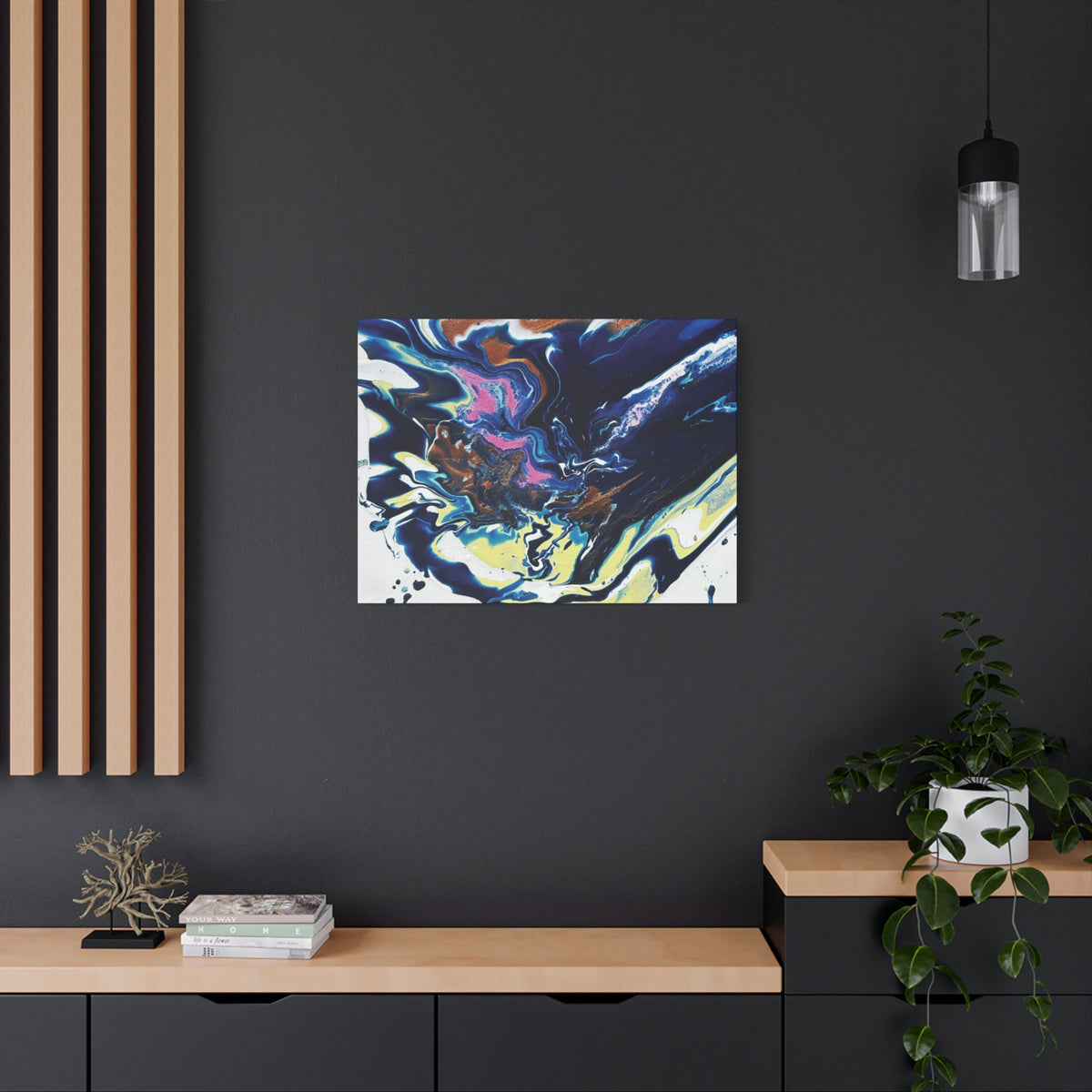 Change Abstract Blue Fluid Art Matte Canvas Print (Stretched Wall Art)