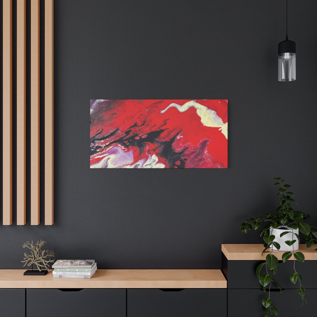 Power Abstract Red Fluid Art Canvas Print (Matte Stretched 1.25")
