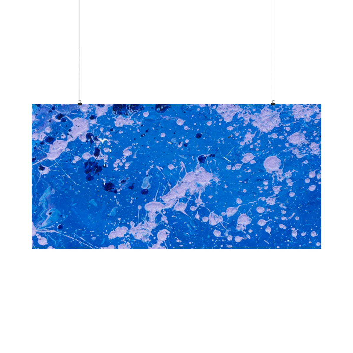 Blue Abstract Splash Matte Poster Horizontal Ocean-Inspired Art Print