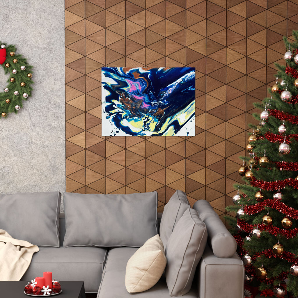 Abstract Blue Marble Matte Poster Change Horizontal Fluid Art Print