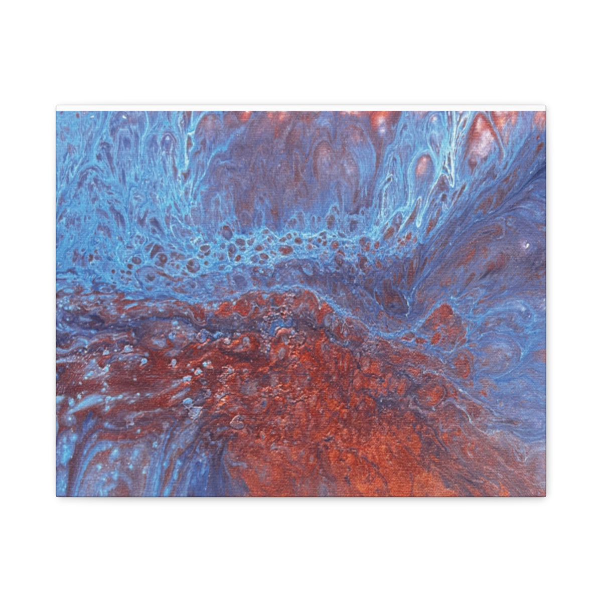 Abstract Blue & Rust Fluid Art Matte Canvas Wave Stretched Wall Art