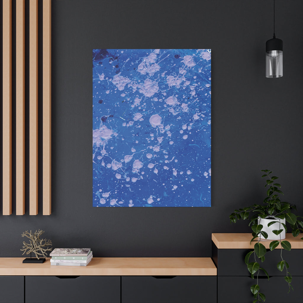 Blue Abstract Splatter Canvas Print  Dots (Matte Stretched 1.25")