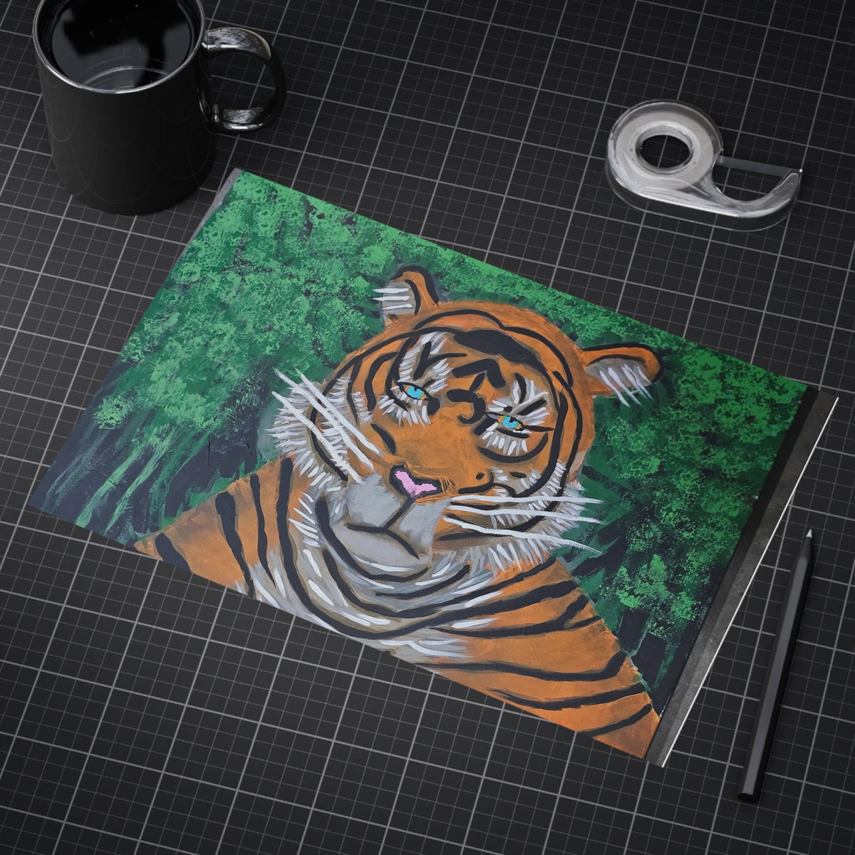 Tiger Portrait Art Print Whimsical Forest Tiger Unframed Print