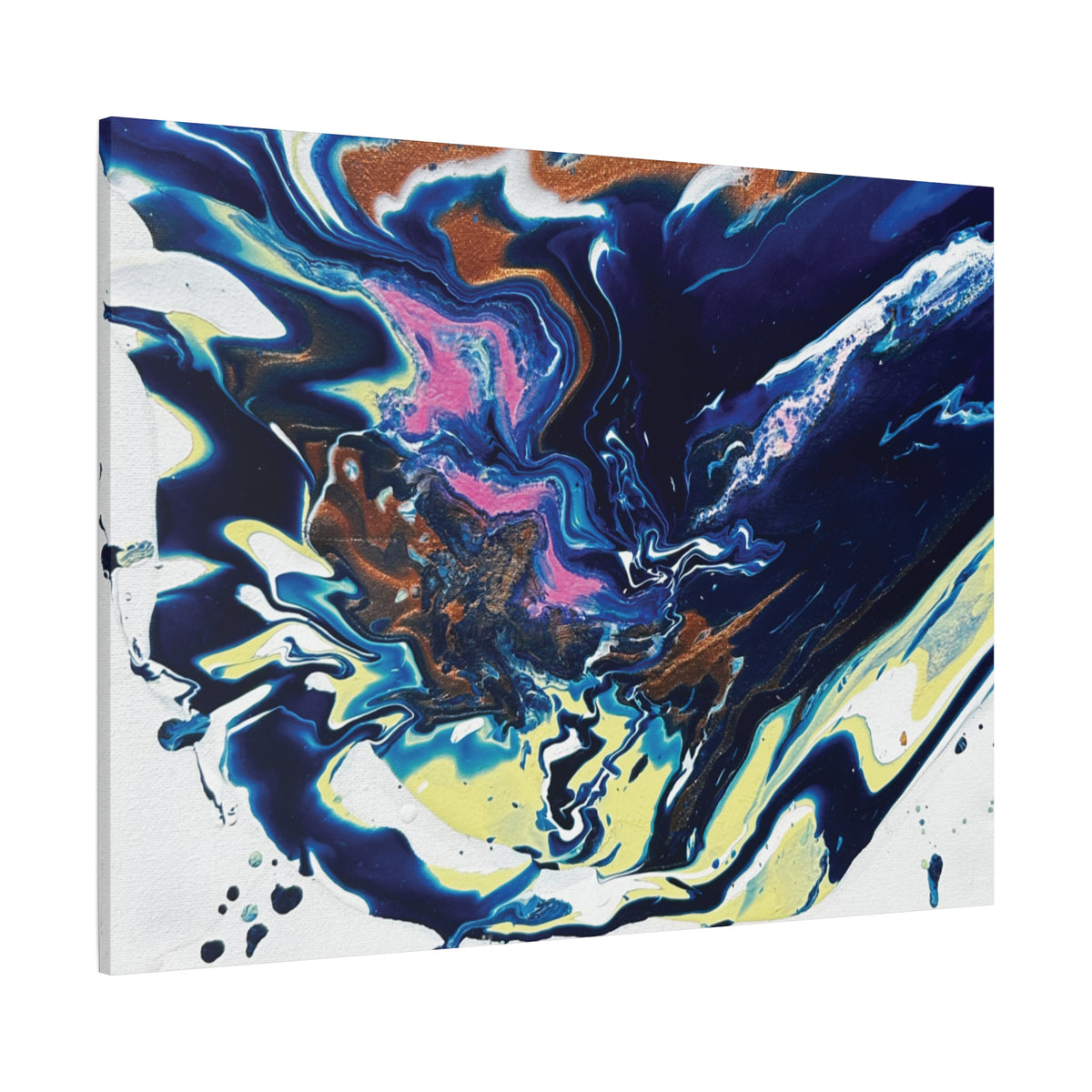 Change Abstract Blue Fluid Art Matte Canvas Print (Stretched Wall Art)