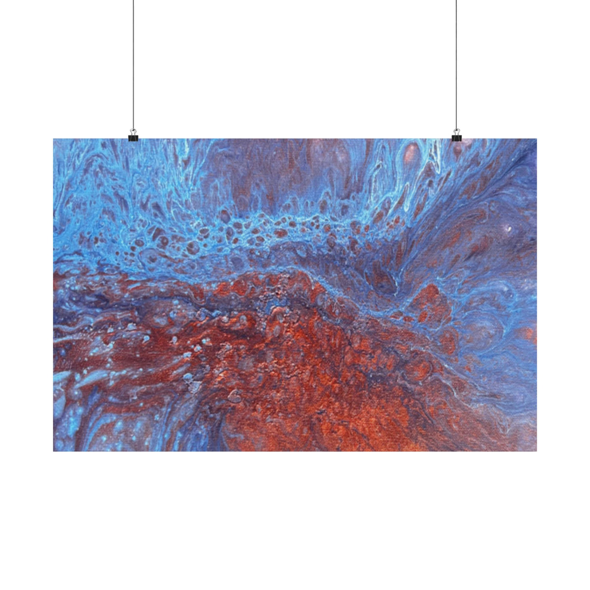 WAVE Abstract Oceanic Pour Art Matte Horizontal Poster