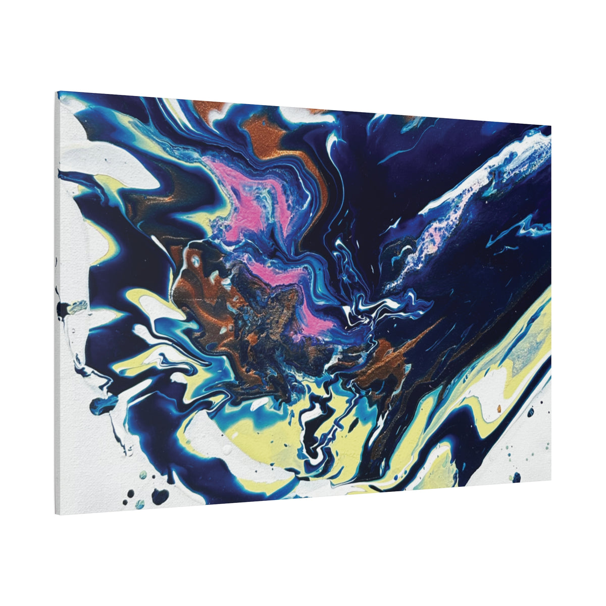 Change Abstract Blue Fluid Art Matte Canvas Print (Stretched Wall Art)