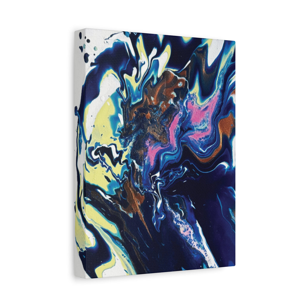 Change Abstract Blue Fluid Art Matte Canvas Print (Stretched Wall Art)