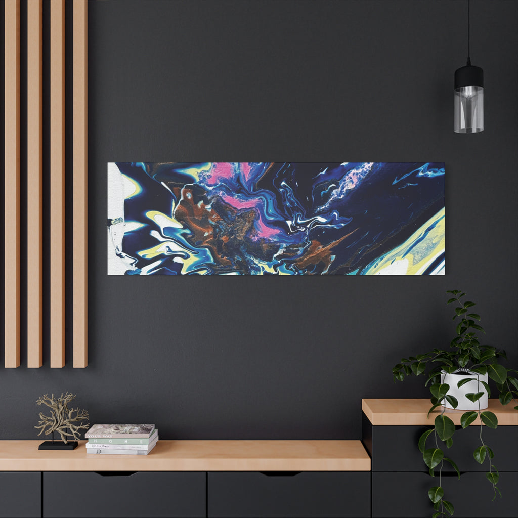 Change Abstract Blue Fluid Art Matte Canvas Print (Stretched Wall Art)