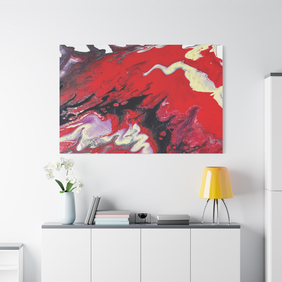 Power Abstract Red Fluid Art Canvas Print (Matte Stretched 1.25")