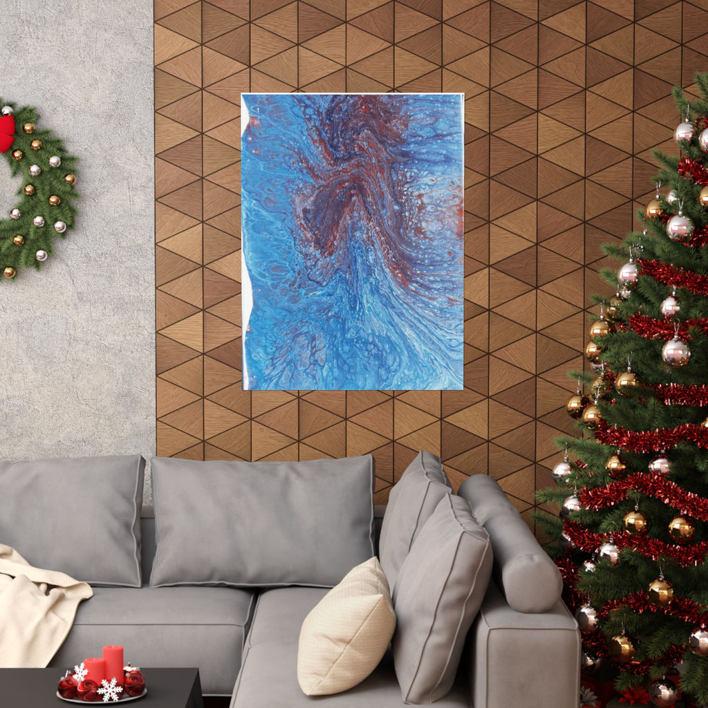 Abstract Blue Resin Art Poster Matte Vertical Wall Art