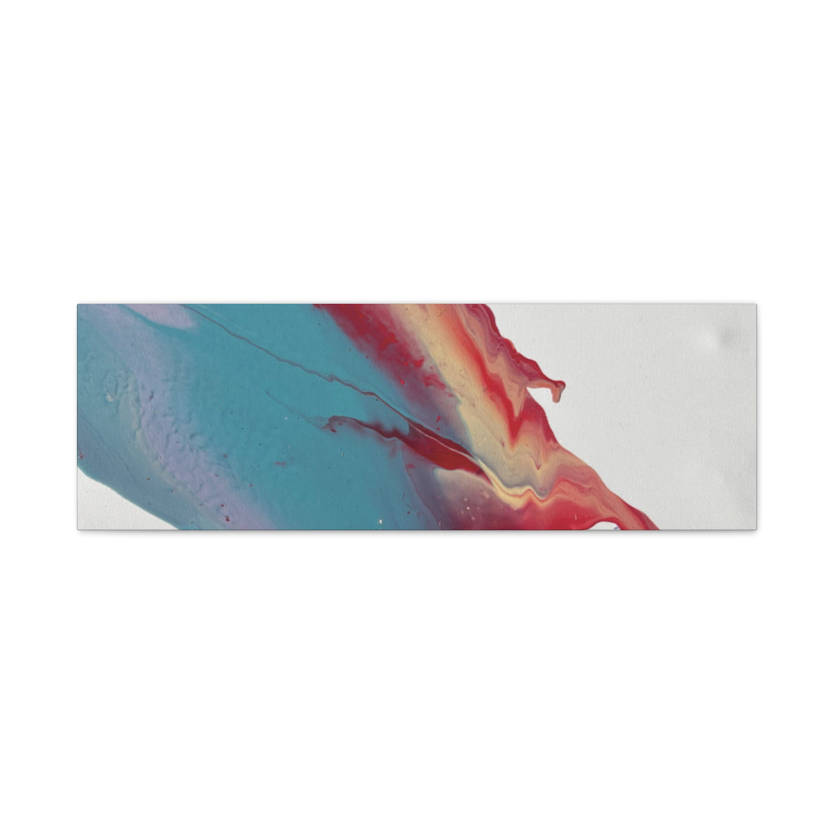 Ceiling Abstract Drip Matte Canvas Print (Blue & Red Fluid Art)