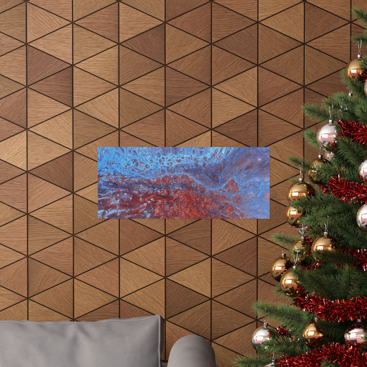 WAVE Abstract Oceanic Pour Art Matte Horizontal Poster