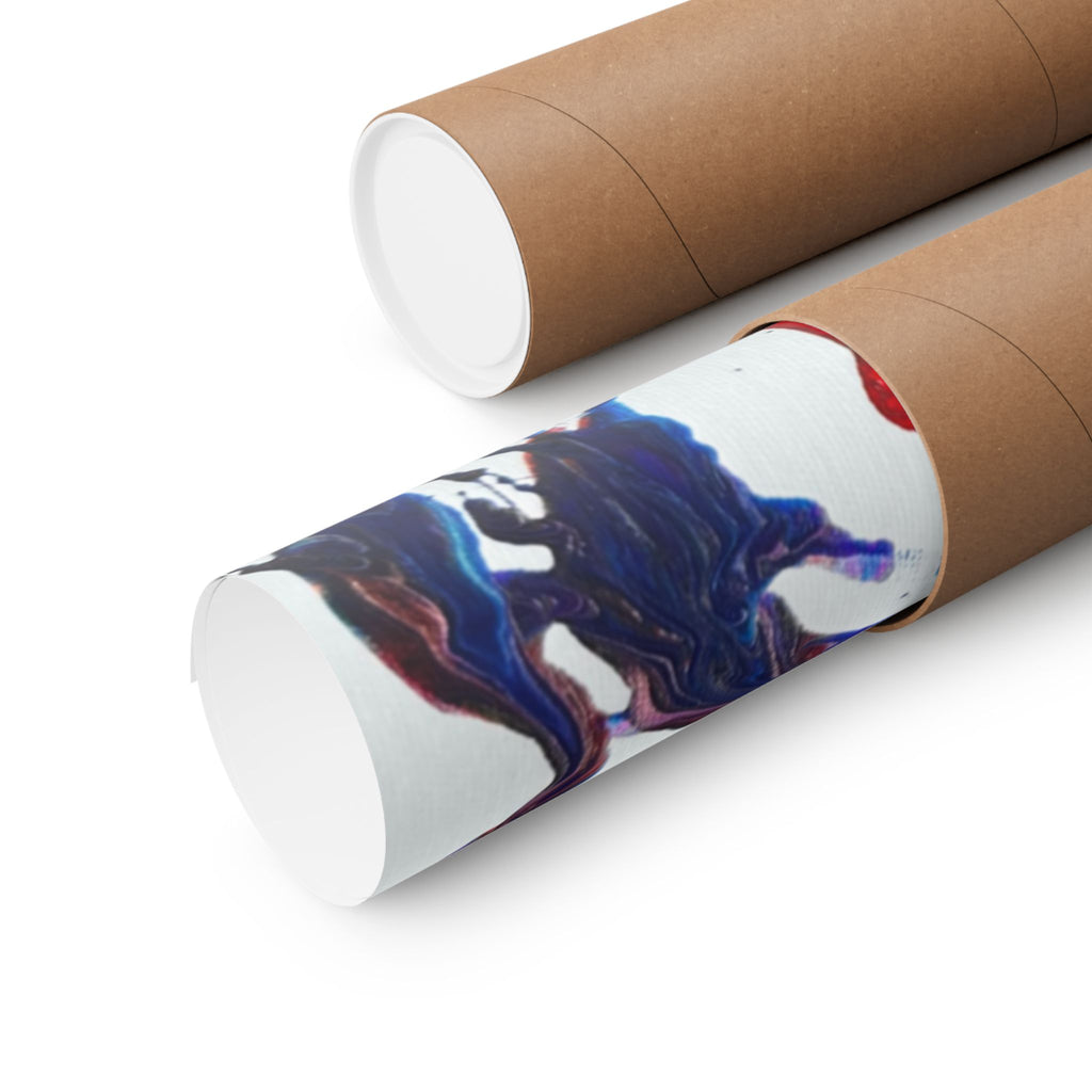 Abstract Red & Blue Matte Poster Universe Horizontal Modern Art Print