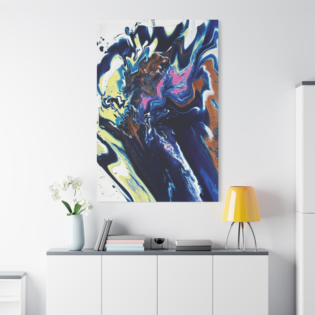 Change Abstract Blue Fluid Art Matte Canvas Print (Stretched Wall Art)