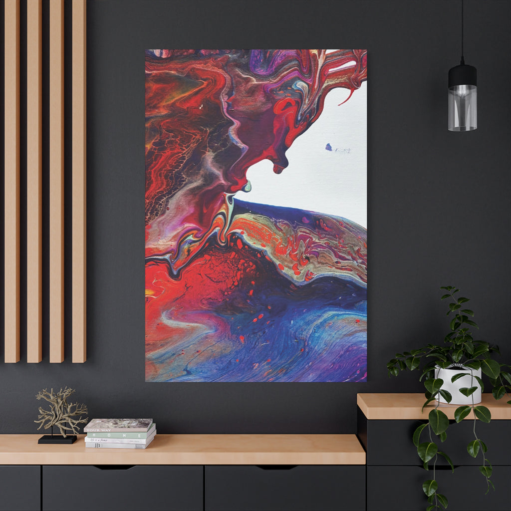 Abstract Red & Blue Fluid Art Matte Canvas Print Universe Stretched 1.25"