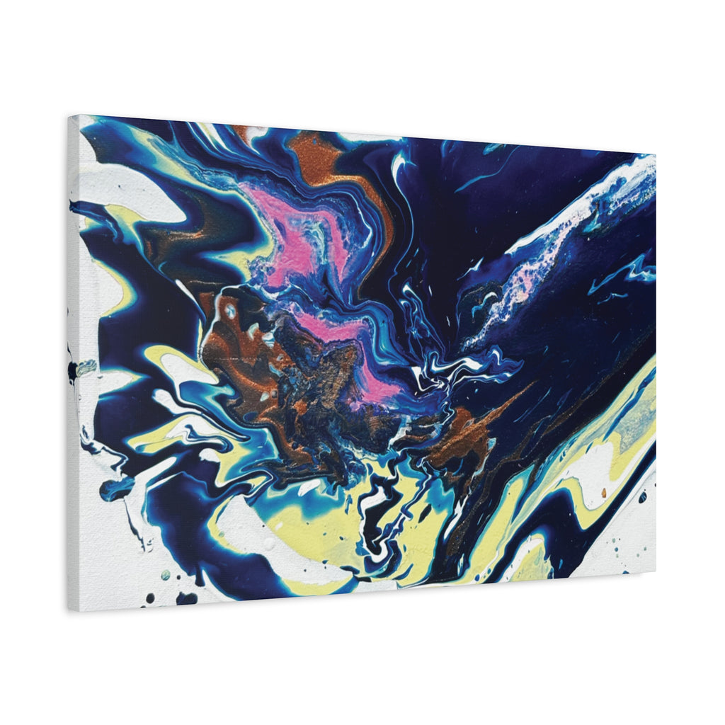 Change Abstract Blue Fluid Art Matte Canvas Print (Stretched Wall Art)