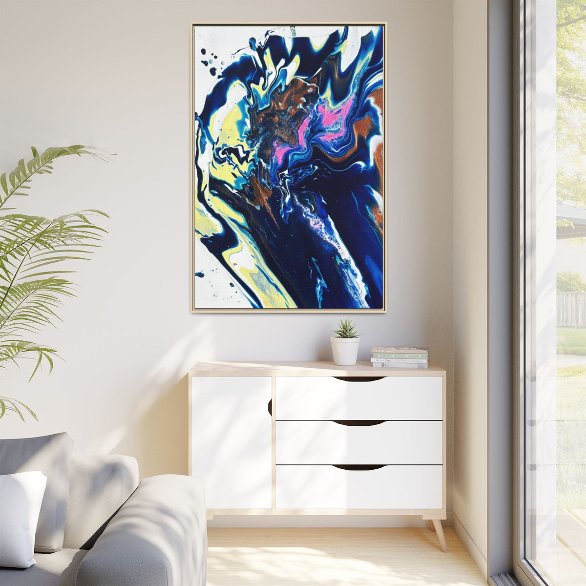 Abstract Ocean Swirl Matte Canvas Framed Art