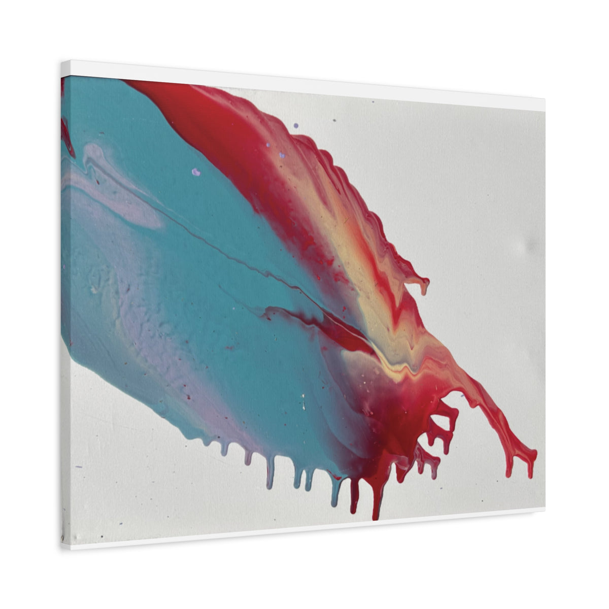 Ceiling Abstract Drip Matte Canvas Print (Blue & Red Fluid Art)