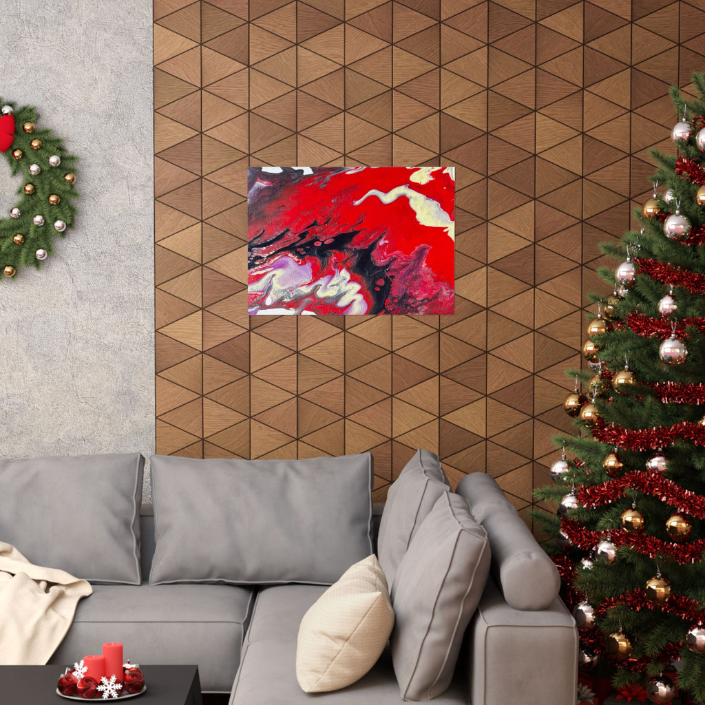 Power Abstract Red Fluid Art Matte Poster (Horizontal)