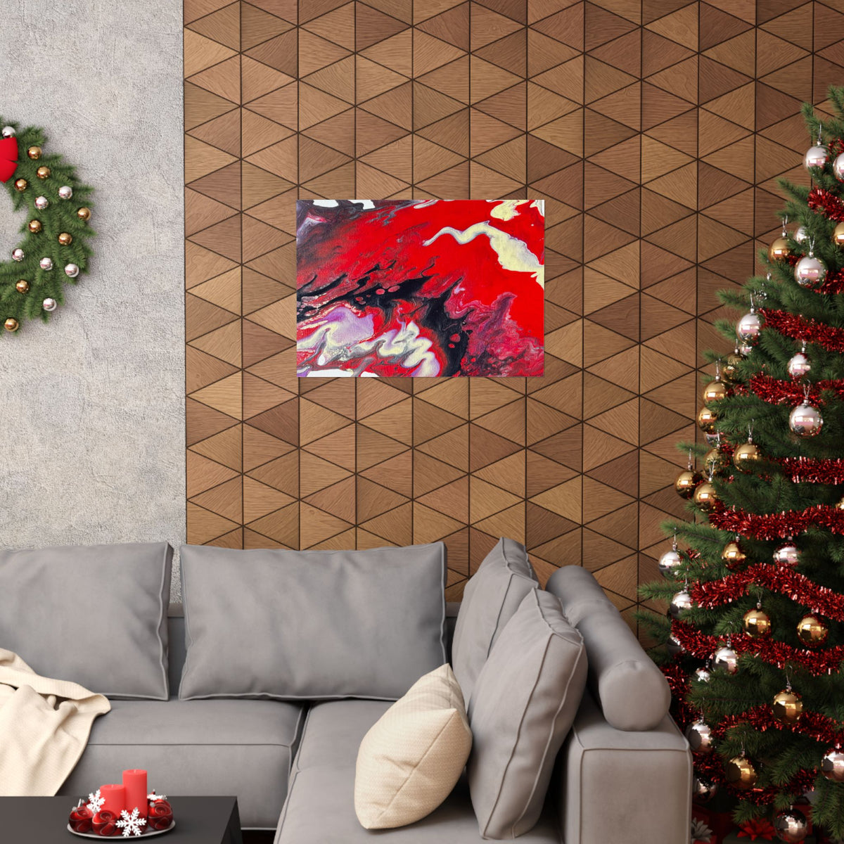 Power Abstract Red Fluid Art Matte Poster (Horizontal)