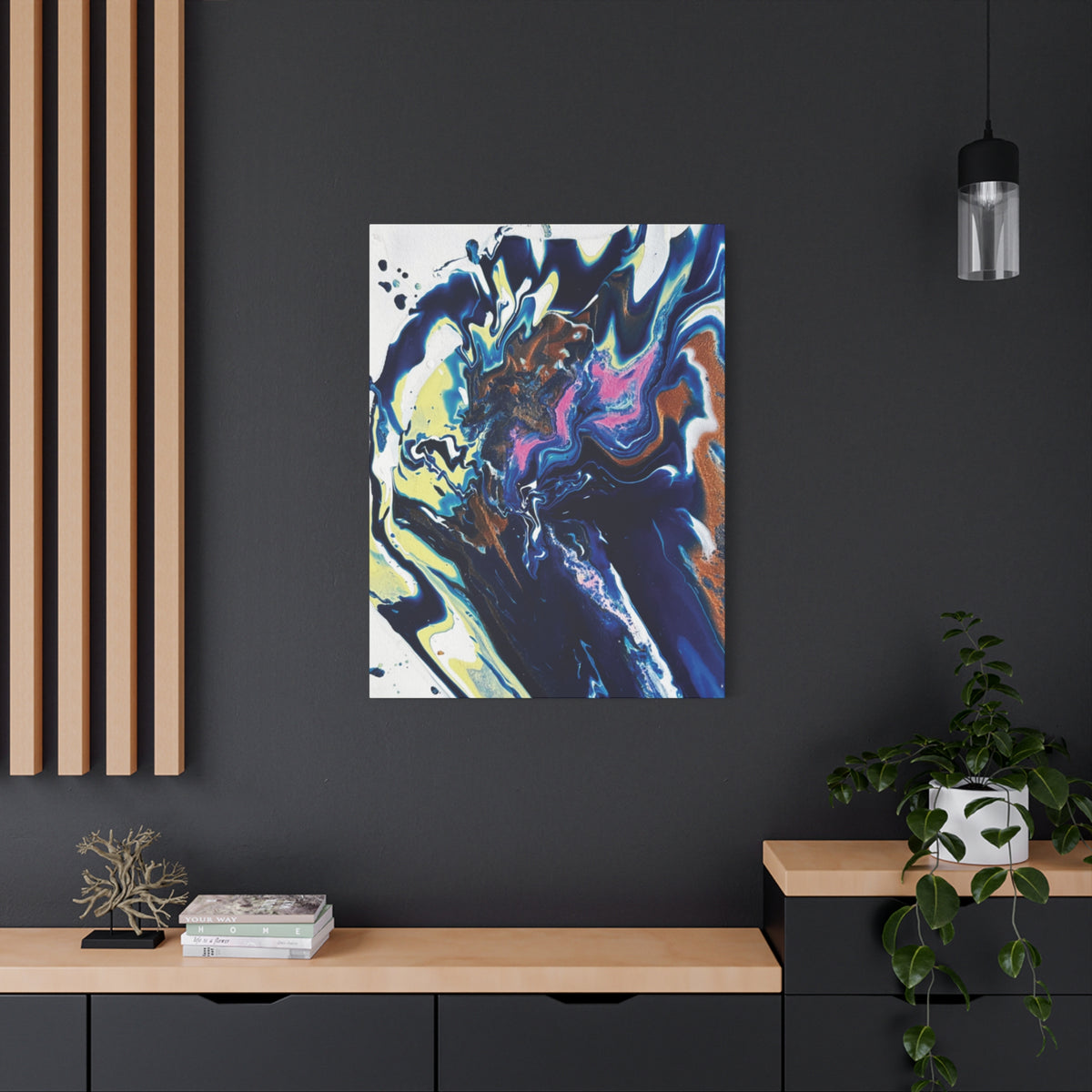 Change Abstract Blue Fluid Art Matte Canvas Print (Stretched Wall Art)