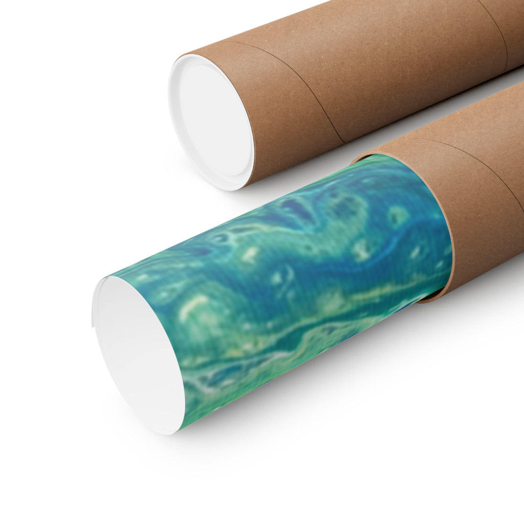 Moss Abstract Ocean Flow Matte Poster (Blue-Green Vertical Fluid Art)