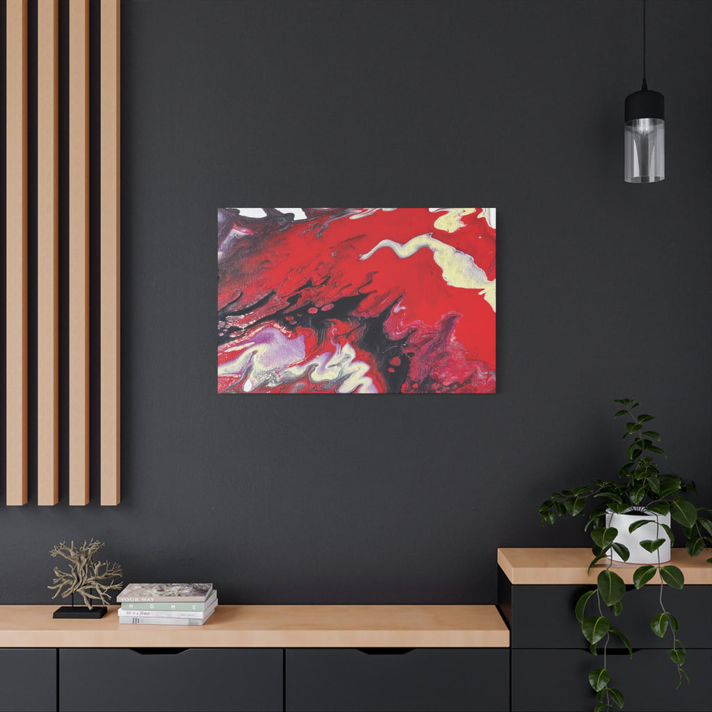 Power Abstract Red Fluid Art Canvas Print (Matte Stretched 1.25")