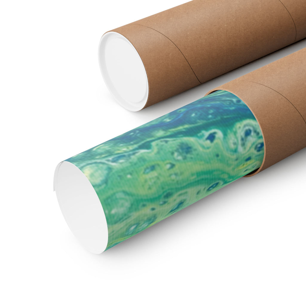 Moss Abstract Ocean Flow Matte Poster (Blue-Green Vertical Fluid Art)