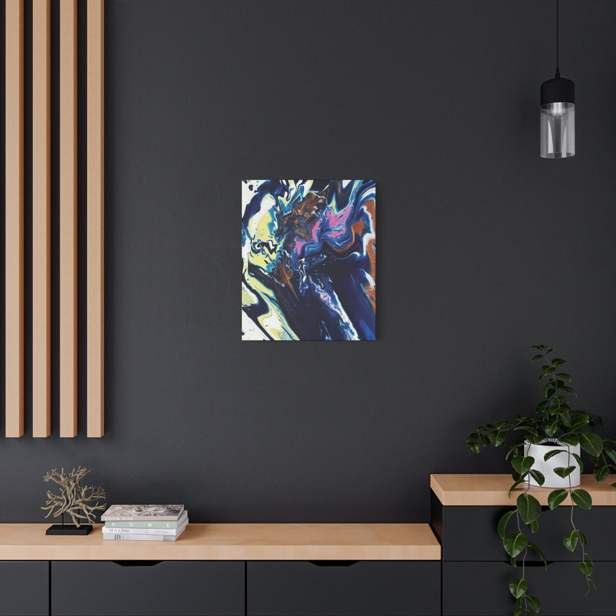 Change Abstract Blue Fluid Art Matte Canvas Print (Stretched Wall Art)