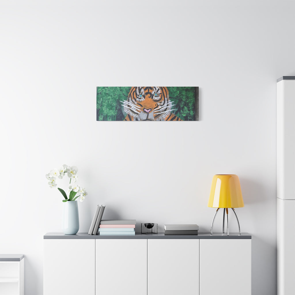 Tiger Portrait Matte Canvas Wall Art Bold Jungle Tiger Painting on Stretched Canvas