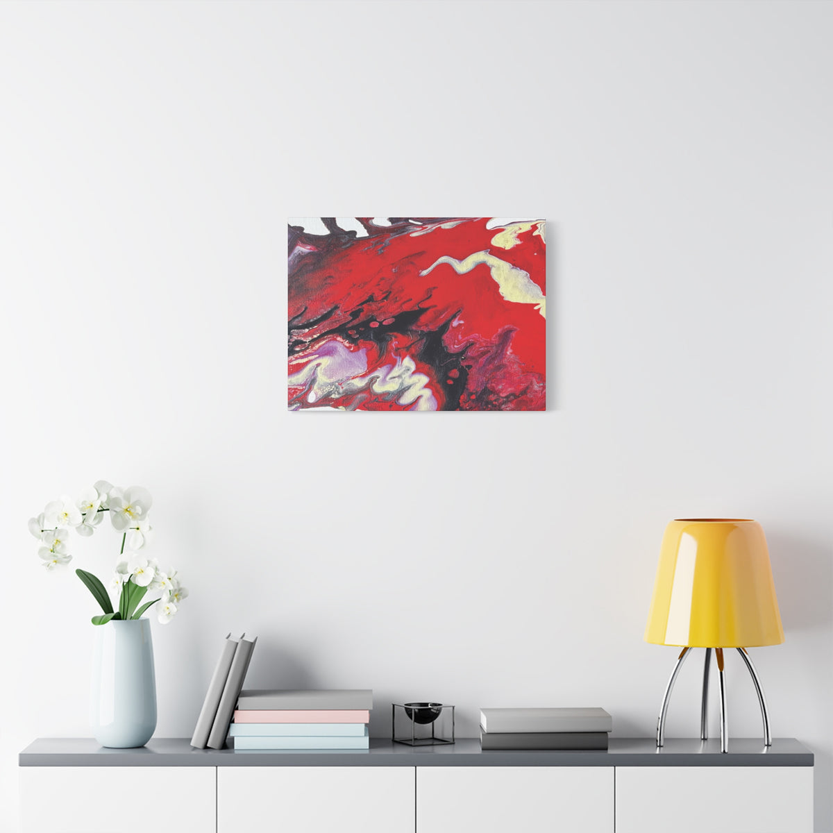 Power Abstract Red Fluid Art Canvas Print (Matte Stretched 1.25")