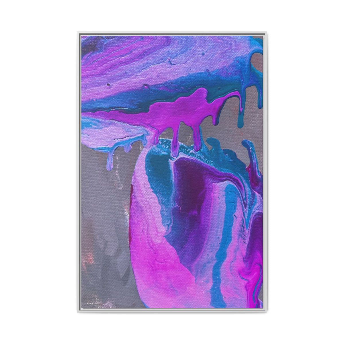 Wave Abstract Purple Fluid Art Matte Canvas Framed